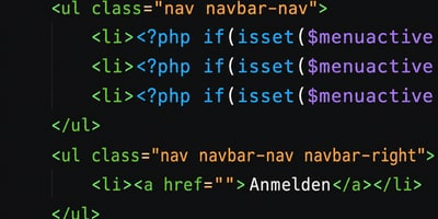 Codeausschnitt aus Website